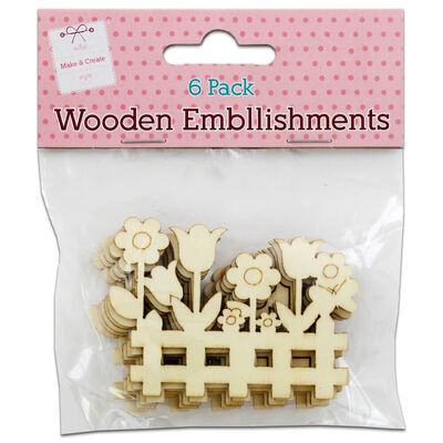 Wooden Flower Garden Embellishments: Pack of 6 image number 1