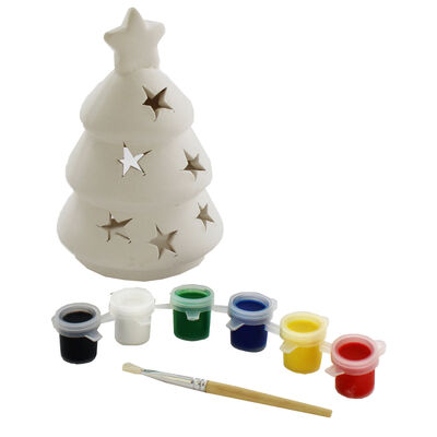 Paint Your Own Ceramic Christmas Tree Tea Light Holder image number 2