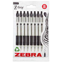Zebra Black Z-Grip Pens: Pack of 8