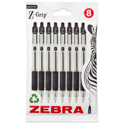 Zebra Black Z-Grip Pens: Pack of 8 image number 1