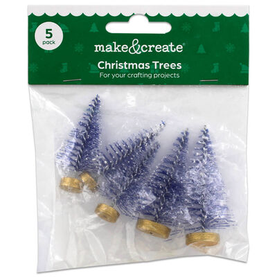 Mini Navy Christmas Trees: Pack of 5 image number 1