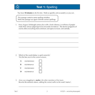 11+ GL 10-Minute Tests English Spelling, Punctuation & Grammar: Ages 10-11 image number 2