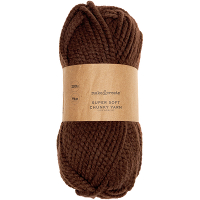 Super Soft Chunky Acrylic Yarn: Brown 200g image number 1