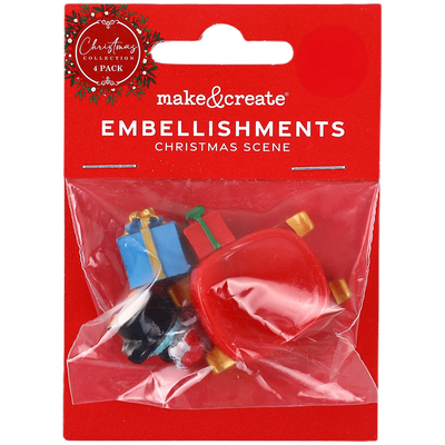 Christmas Resin Sleigh & Presents Embellishments: Pack of 4 image number 1