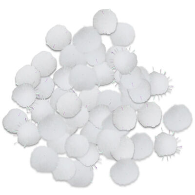 White Glitter Pom Poms: Pack of 60 image number 1