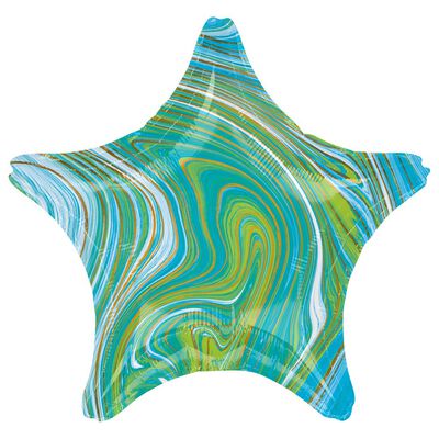 19 Inch Marble Green Star Helium Balloon image number 1