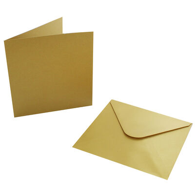 8 Gold Metallic Cards And Envelopes - 6 x 6 Inches image number 3