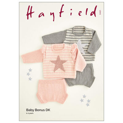 Hayfield Baby Bonus DK: Two Piece Striped Star Set Knitting Pattern 5421 image number 1