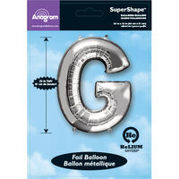 34 Inch Silver Letter G Helium Balloon