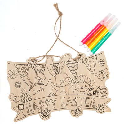 Colour Your Own Happy Easter Wooden Sign image number 2