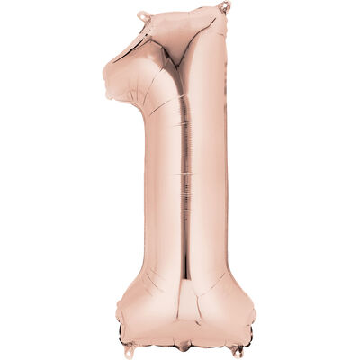 34 Inch Light Rose Gold Number 1 Helium Balloon image number 1