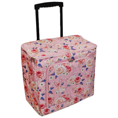 Pink Floral Craft Trolley Bag image number 1