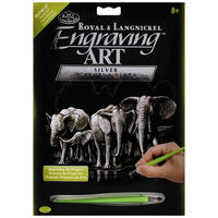 A4 Engraving Art Set: Elephant Herd