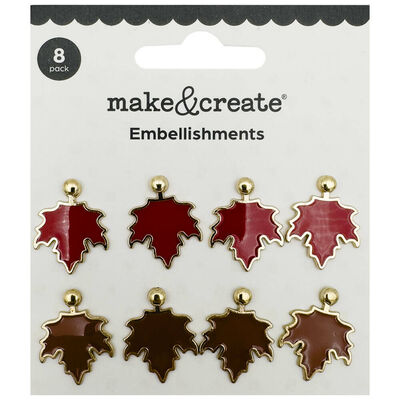 Enamel Leaf Charm Embellishments: Pack of 8 image number 1