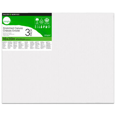 Daler Rowney Simply Pack of 3 Stretched Canvas 16 x 20 Inches image number 1