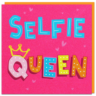 Pink Glitter Selfie Queen Greetings Card image number 1