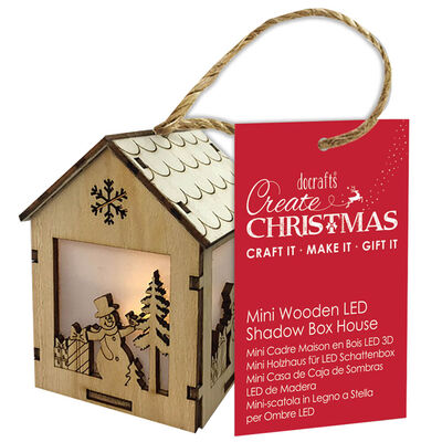 Mini Wooden Snowman LED Shadow Box House image number 1