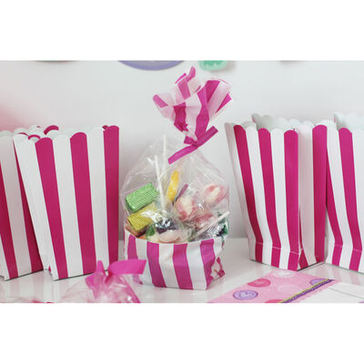 10 Pink Striped Cellophane Favour Bags image number 3