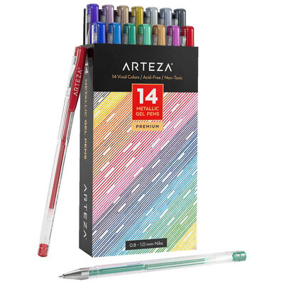 Arteza Metallic Gel Pens: Pack of 14 image number 1