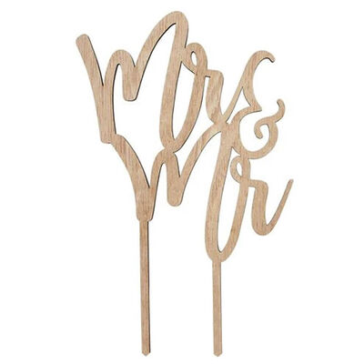 Gold Mr & Mr Wooden Cake Topper image number 1