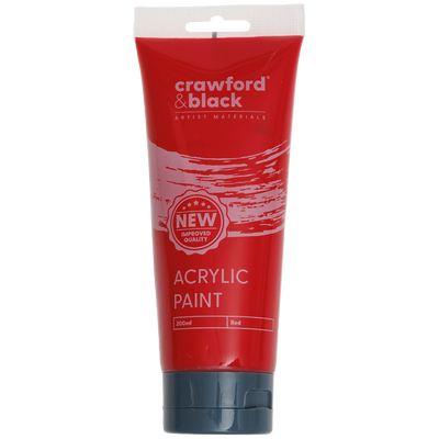 Crawford & Black Red Acrylic Paint: 200ml image number 1
