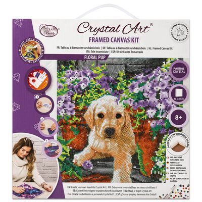 Crystal Art Canvas Kit: Floral Pup image number 1