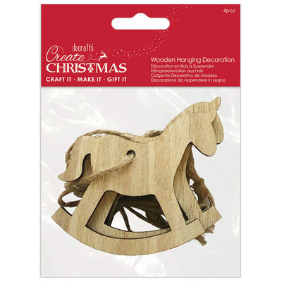 Rocking Horse Wooden Hanging Decoration: Pack of 4 image number 1