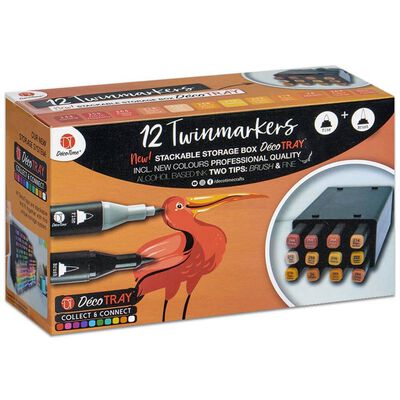 Deco Time Twinmarkers Golden Tones and Stackable Storage Box: Pack of 12 image number 1