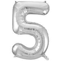 34 Inch Silver Number 5 Helium Balloon