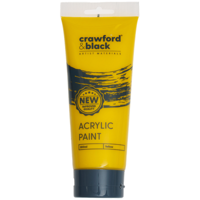 Crawford & Black Yellow Acrylic Paint: 200ml image number 1