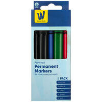Works Essentials Permanent Markers: Pack of 5