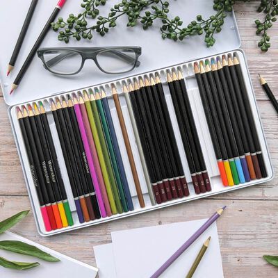 40 Assorted Artist Pencils: Van Gogh View of Arles, Flowering Orchards image number 2