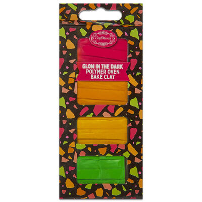 Craftmania Neon Bright Glow In The Dark Polymer Oven Bake Clay: Pack of 4 image number 1