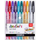 Zebra Doodlerz Glitter Gel Stick Pens: Pack of 10 image number 1