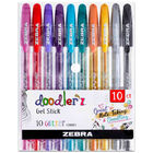 Zebra Doodlerz Glitter Gel Stick Pens: Pack of 10 image number 1