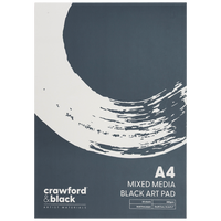 A4 Crawford & Black Mixed Media Black Art Pad: 20 Sheets
