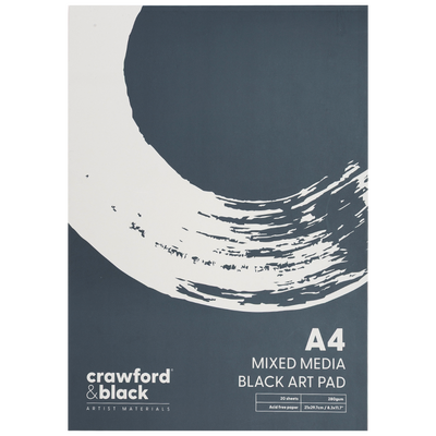 A4 Crawford & Black Mixed Media Black Art Pad: 20 Sheets image number 1