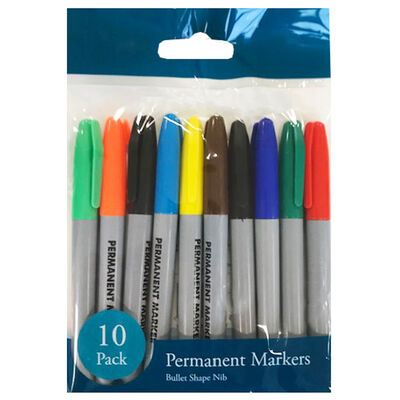 Permanent Coloured Markers: Pack of 10 image number 1