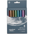 Crawford & Black Metallic Brush Pens: Pack of 8 image number 1