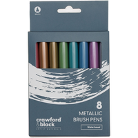 Crawford & Black Metallic Brush Pens: Pack of 8