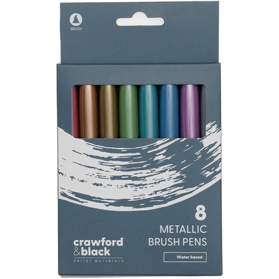Crawford & Black Metallic Brush Pens: Pack of 8 image number 1
