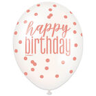 Rose Gold Happy Birthday Latex Balloons: Pack of 6 image number 2