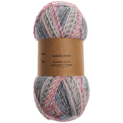 Super Soft Chunky Acrylic Yarn: Multi Coloured Twist 200g image number 1