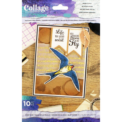 Crafter's Companion Collage Photopolymer Stamp - Born to Fly image number 1