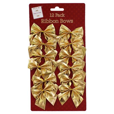 Gold Ribbon Bows: Pack of 12 image number 1