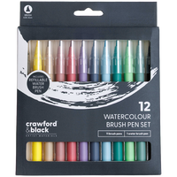 Crawford & Black Watercolour Pastel Brush Pens: Pack of 12