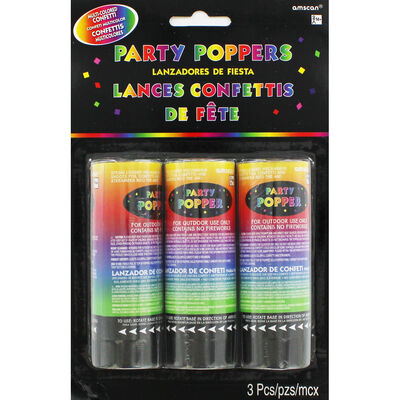 Multi Coloured Confetti Party Poppers - Pack of 3 image number 1