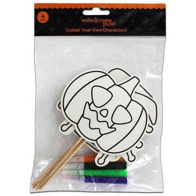 Colour Your Own Halloween Stick Characters: Pack of 4 image number 1