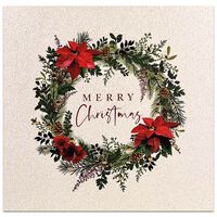 Premium Poinsettia Wreath Christmas Cards: Pack of 10
