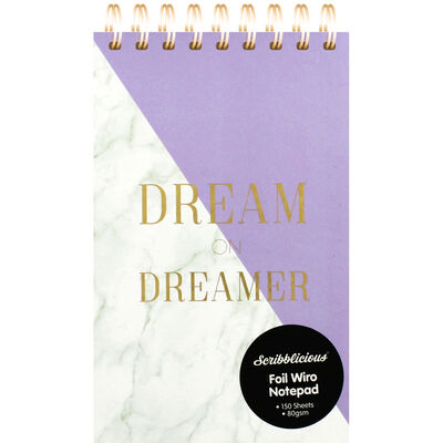 Dream On Dreamer Lilac Marble Foil Wiro Notepad image number 1